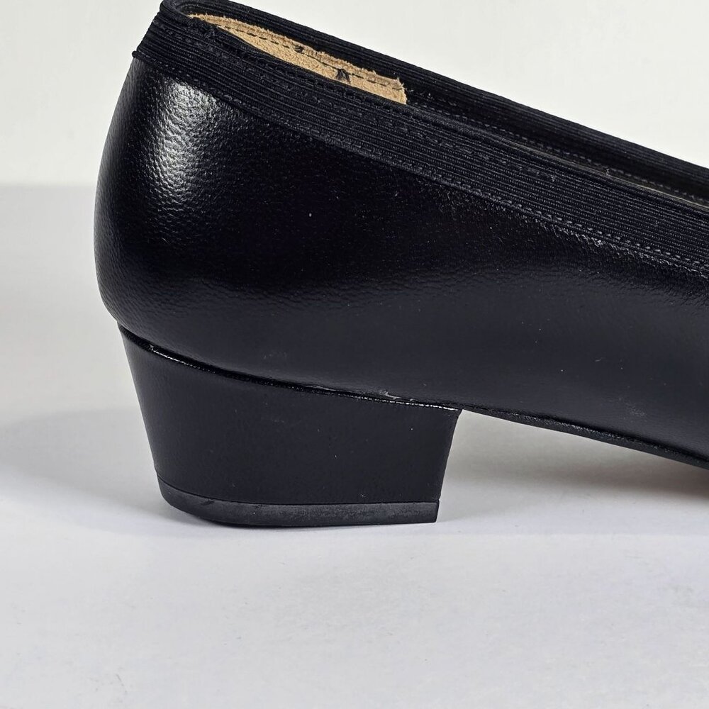 Vintage Johansen Black Leather 1.25" Kitten Heels Slip-On 9AA Made In USA - Picture 10 of 11